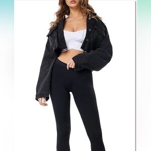 Cropped Frayed Women Button Down Jean Jacket